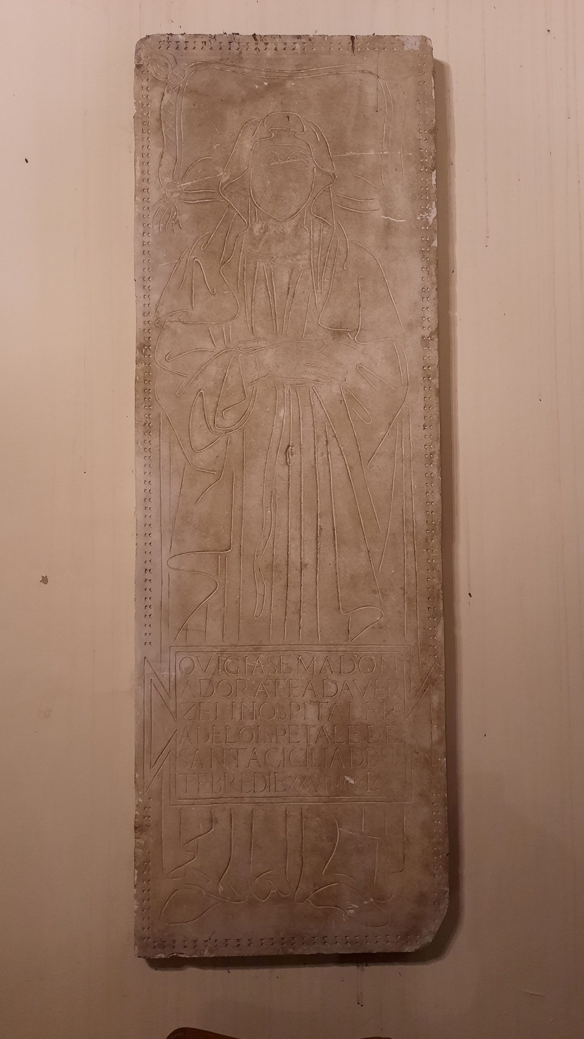 Dorotea da Vercelli's tombstone (replica), ASAS, Rome - 01.jpg